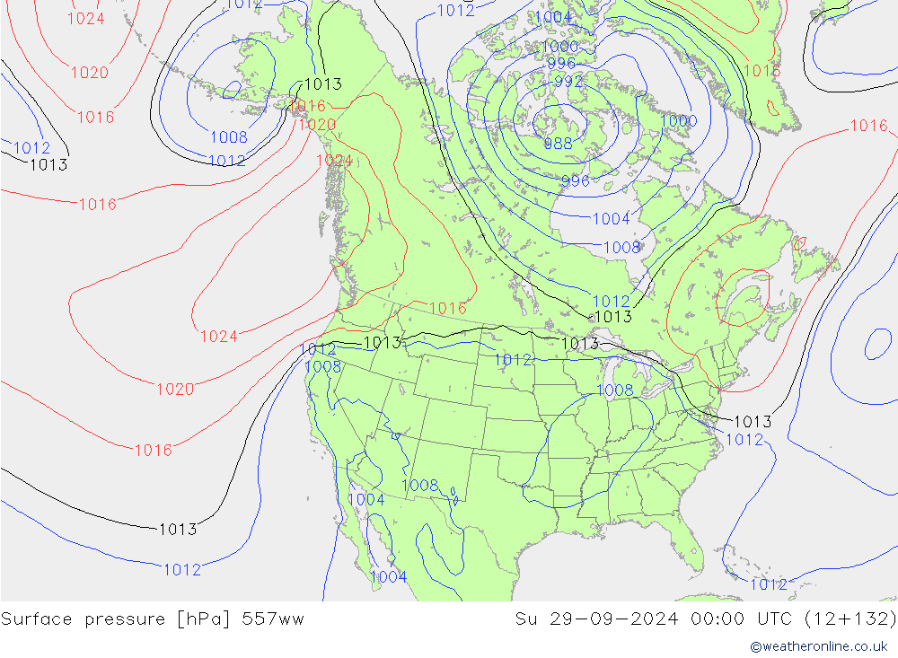 Surface pressure 557ww Su 29.09.2024 00 UTC