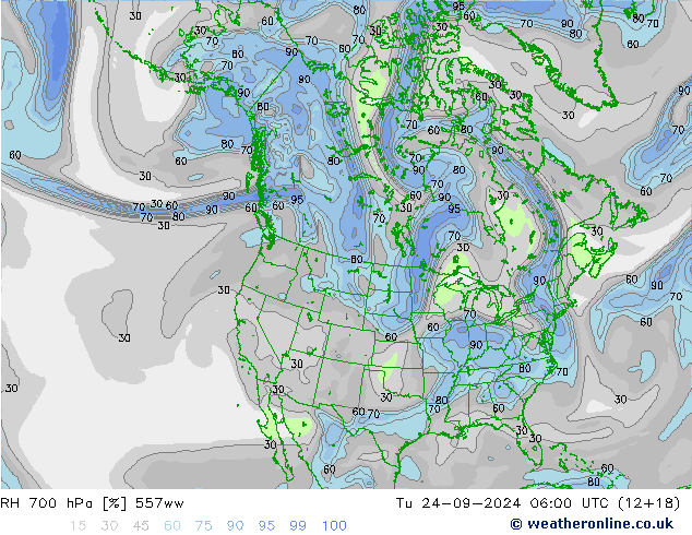 RH 700 hPa 557ww Út 24.09.2024 06 UTC