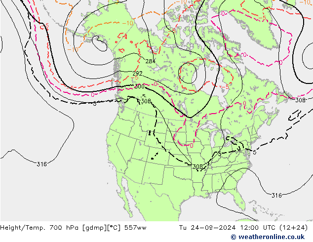 Hoogte/Temp. 700 hPa 557ww di 24.09.2024 12 UTC