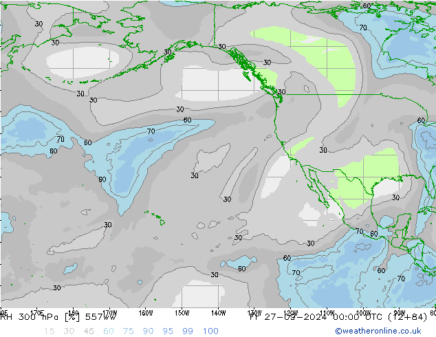 RH 300 hPa 557ww Fr 27.09.2024 00 UTC