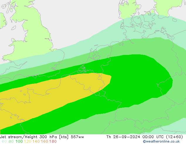 Jet stream/Height 300 hPa 557ww Th 26.09.2024 00 UTC