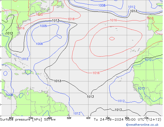 Pressione al suolo 557ww mar 24.09.2024 00 UTC