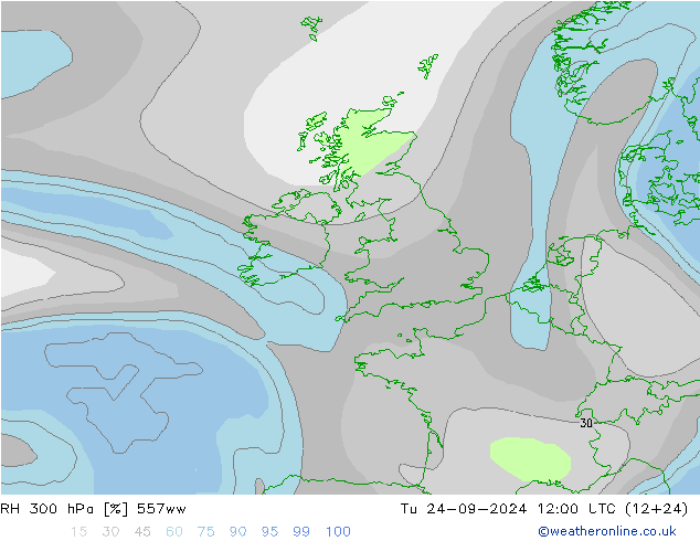 RH 300 hPa 557ww Tu 24.09.2024 12 UTC