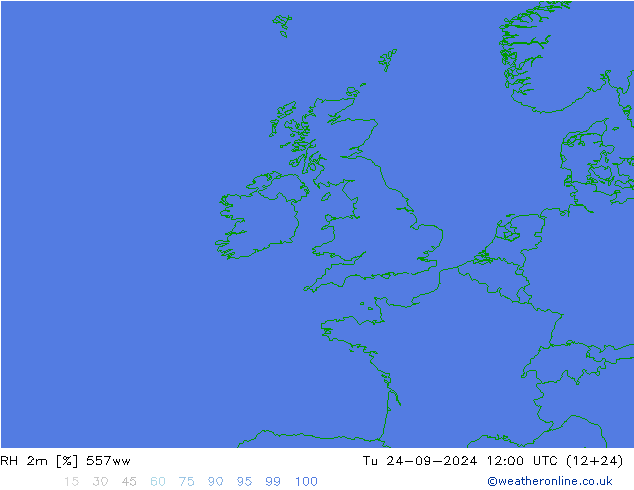 Humidité rel. 2m 557ww mar 24.09.2024 12 UTC