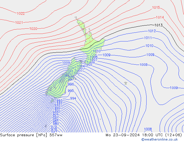 Surface pressure 557ww Mo 23.09.2024 18 UTC