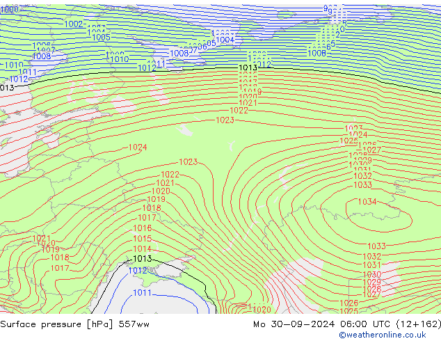 Yer basıncı 557ww Pzt 30.09.2024 06 UTC