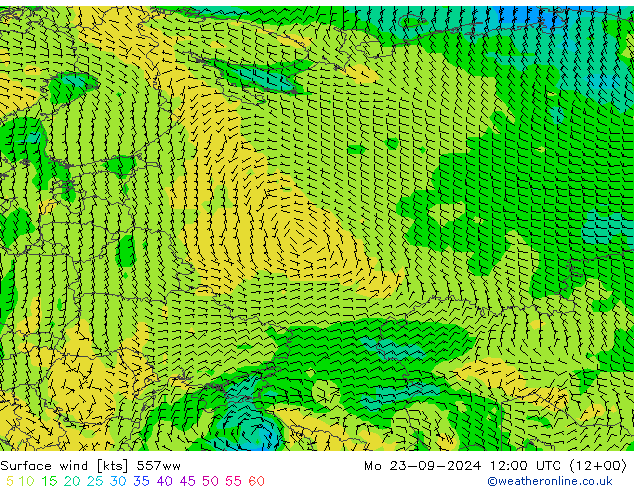 Surface wind 557ww Mo 23.09.2024 12 UTC