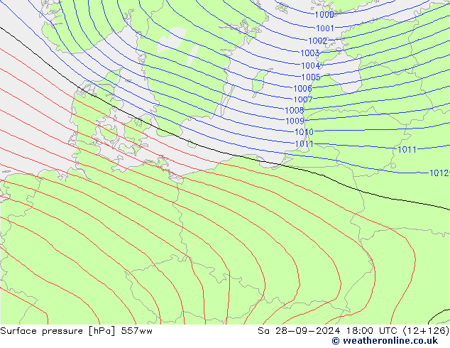 Surface pressure 557ww Sa 28.09.2024 18 UTC