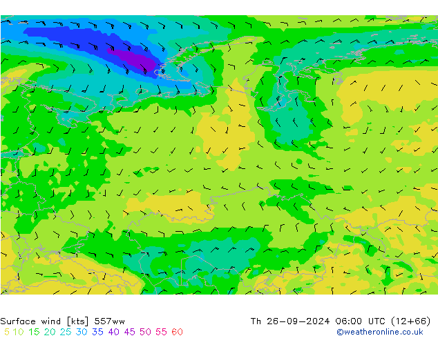 Surface wind 557ww Th 26.09.2024 06 UTC