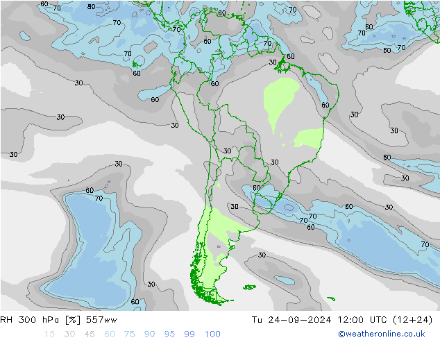 RH 300 hPa 557ww Tu 24.09.2024 12 UTC