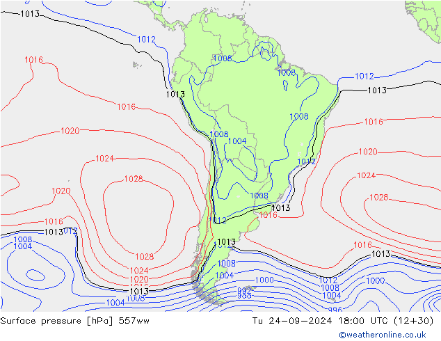 Surface pressure 557ww Tu 24.09.2024 18 UTC