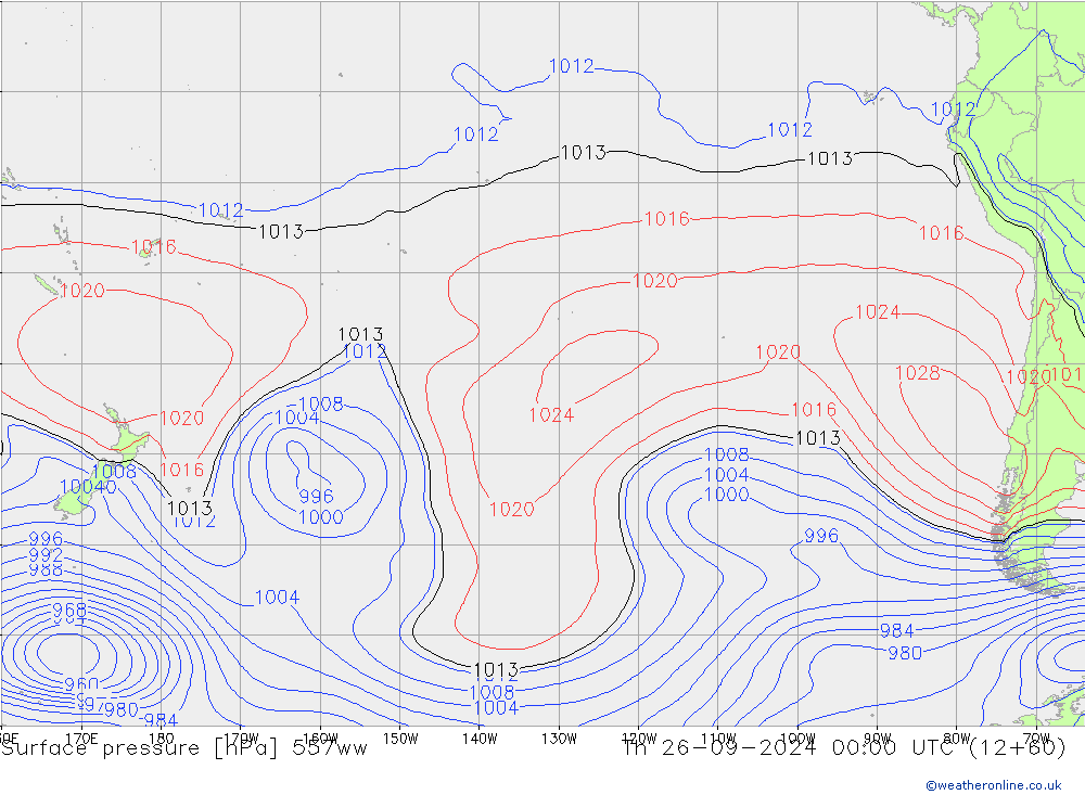 Luchtdruk (Grond) 557ww do 26.09.2024 00 UTC