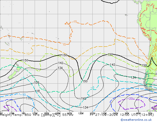 Height/Temp. 850 гПа 557ww пт 27.09.2024 12 UTC