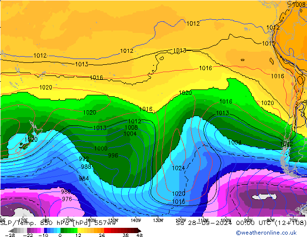 SLP/Temp. 850 hPa 557ww  28.09.2024 00 UTC