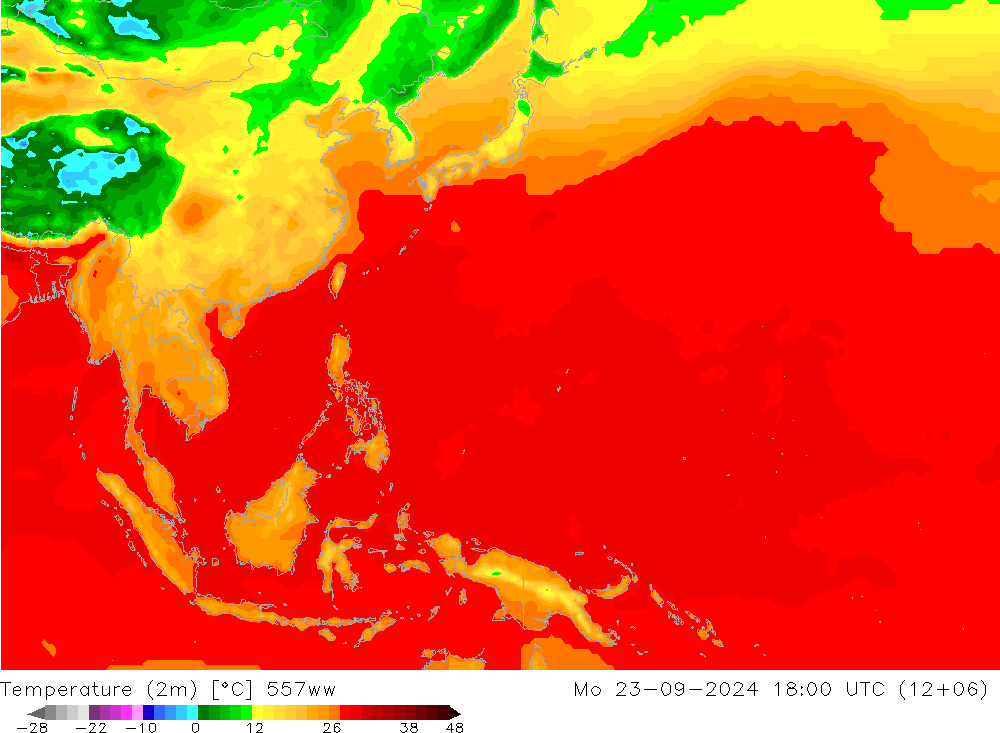 Temperature (2m) 557ww Mo 23.09.2024 18 UTC