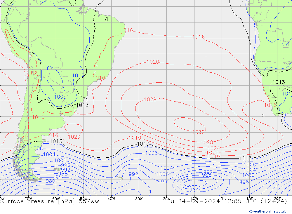 Presión superficial 557ww mar 24.09.2024 12 UTC