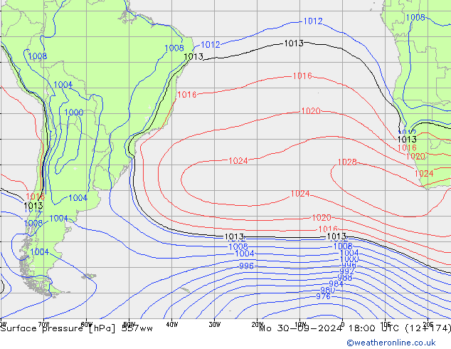 Surface pressure 557ww Mo 30.09.2024 18 UTC