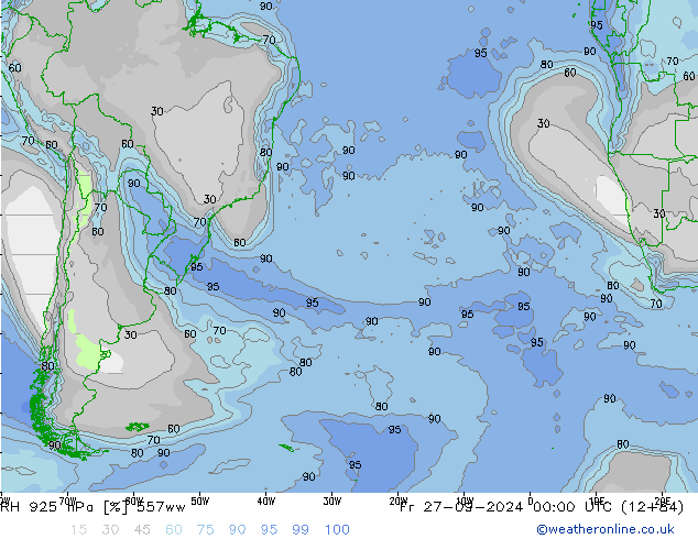 RH 925 hPa 557ww Fr 27.09.2024 00 UTC