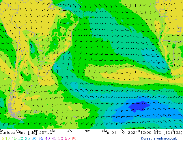 Wind 10 m 557ww di 01.10.2024 12 UTC