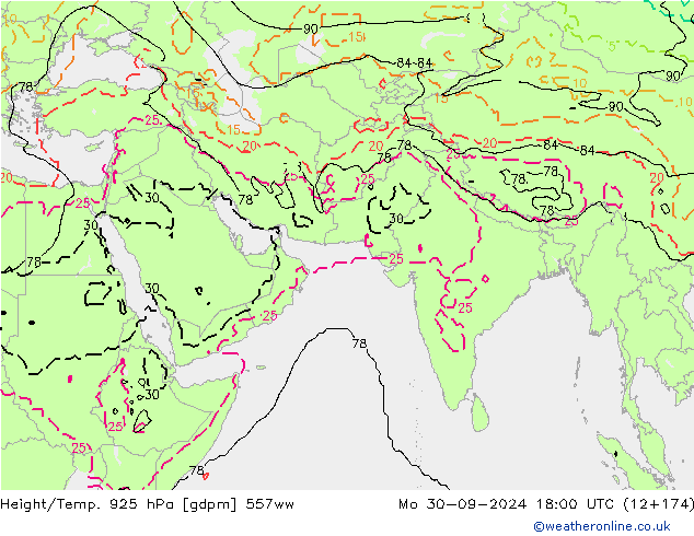 Height/Temp. 925 hPa 557ww Mo 30.09.2024 18 UTC