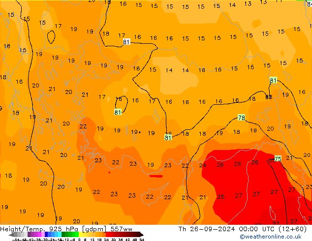 Height/Temp. 925 hPa 557ww  26.09.2024 00 UTC