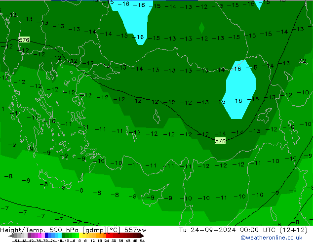 Hoogte/Temp. 500 hPa 557ww di 24.09.2024 00 UTC