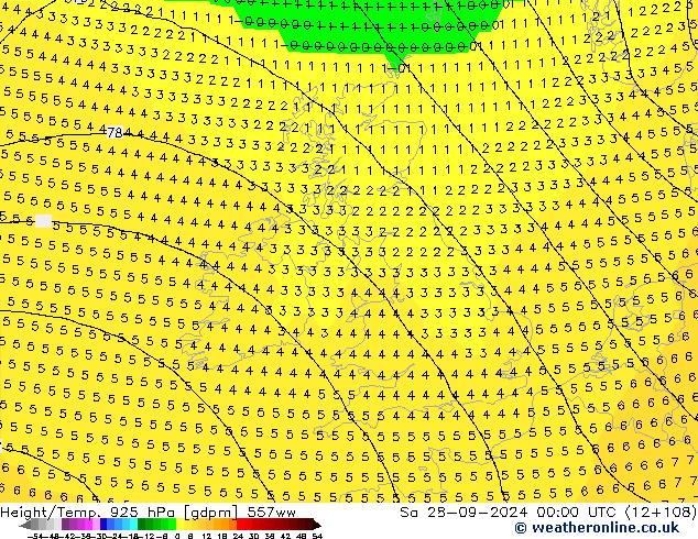 Height/Temp. 925 hPa 557ww So 28.09.2024 00 UTC