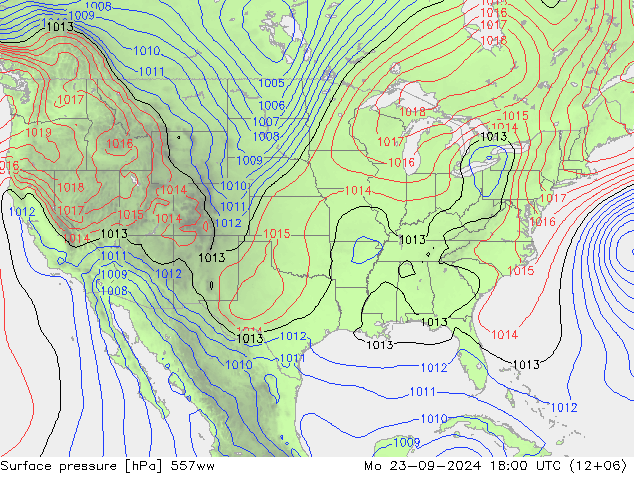 Surface pressure 557ww Mo 23.09.2024 18 UTC