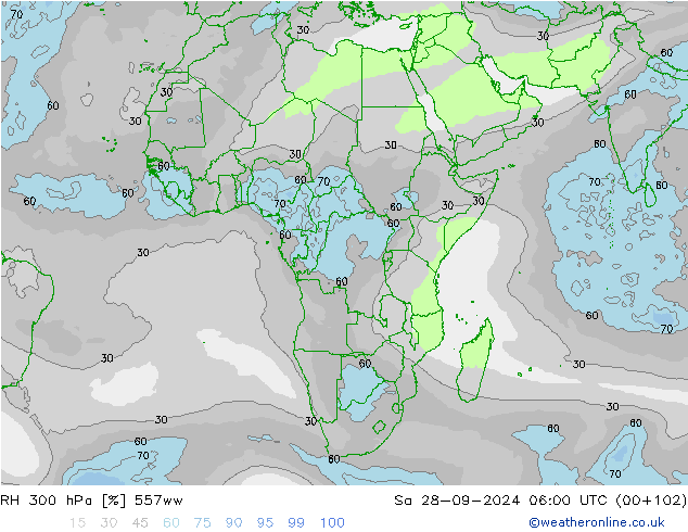 RH 300 hPa 557ww Sa 28.09.2024 06 UTC