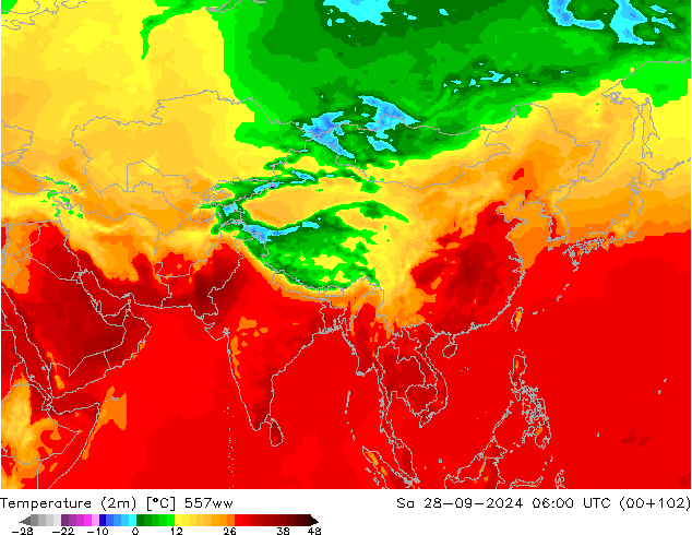 mapa temperatury (2m) 557ww so. 28.09.2024 06 UTC