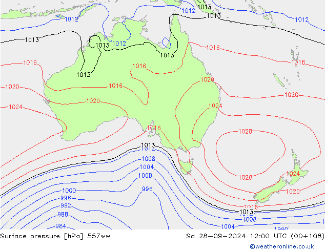 Surface pressure 557ww Sa 28.09.2024 12 UTC