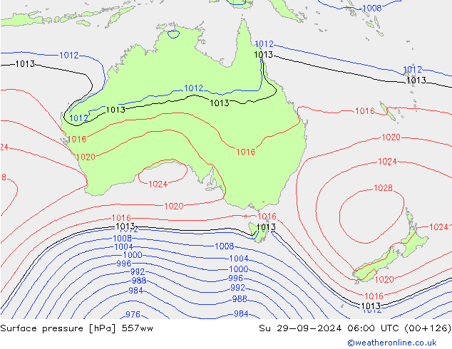 Surface pressure 557ww Su 29.09.2024 06 UTC