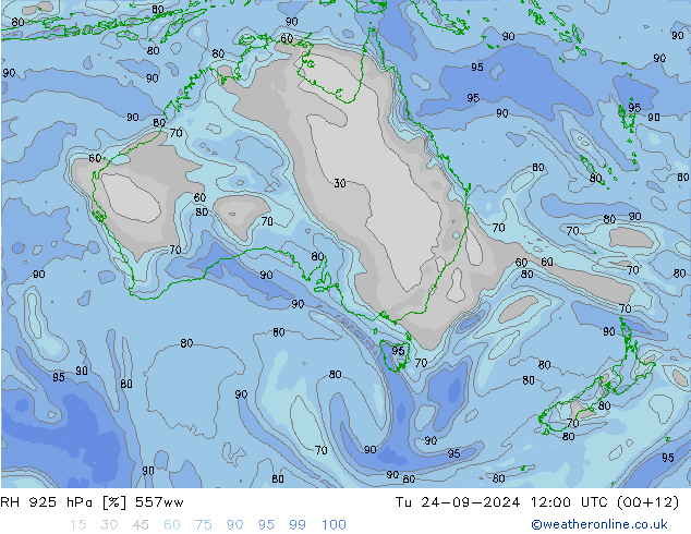 RH 925 hPa 557ww Tu 24.09.2024 12 UTC