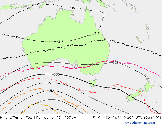 Height/Temp. 700 hPa 557ww  04.10.2024 00 UTC