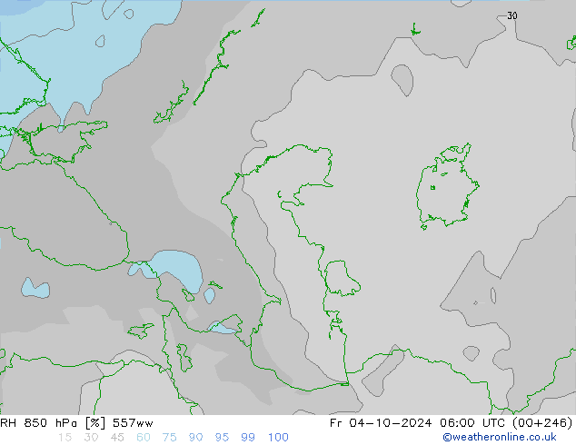 RH 850 hPa 557ww Fr 04.10.2024 06 UTC