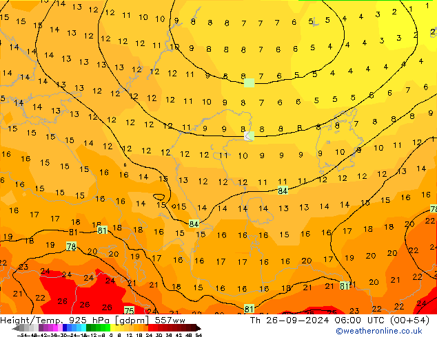 Height/Temp. 925 hPa 557ww Qui 26.09.2024 06 UTC