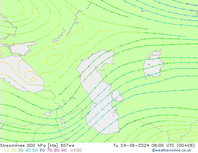 Stromlinien 500 hPa 557ww Di 24.09.2024 06 UTC