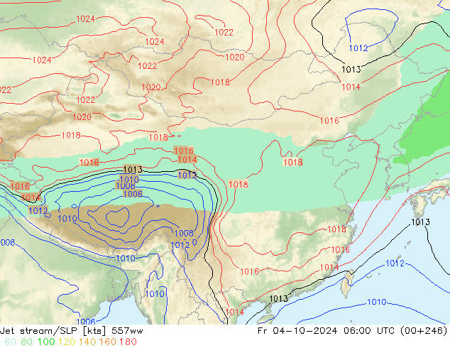 Jet stream/SLP 557ww Fr 04.10.2024 06 UTC