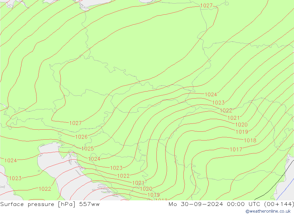 Surface pressure 557ww Mo 30.09.2024 00 UTC