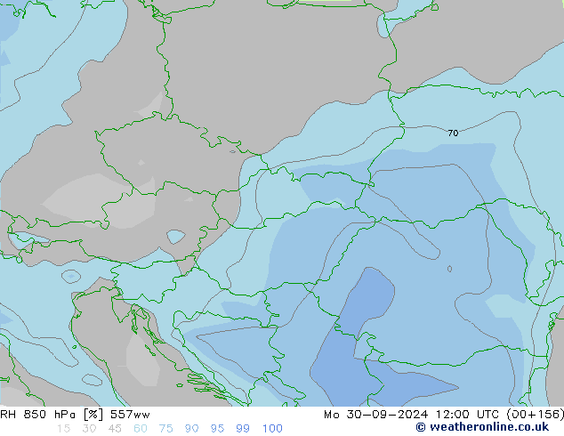 RH 850 hPa 557ww lun 30.09.2024 12 UTC