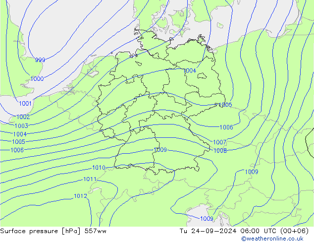 Surface pressure 557ww Tu 24.09.2024 06 UTC