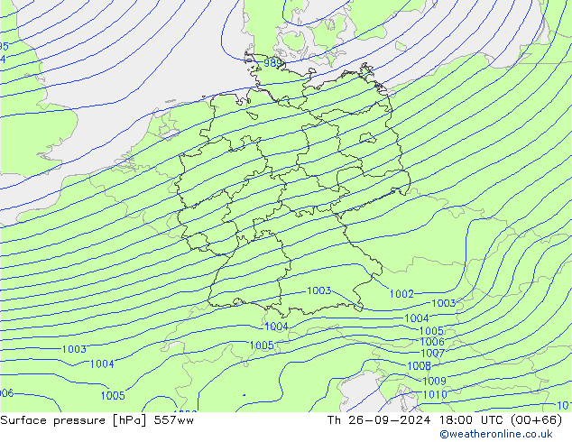 Surface pressure 557ww Th 26.09.2024 18 UTC