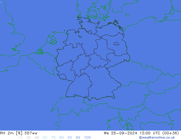 Humidité rel. 2m 557ww mer 25.09.2024 12 UTC