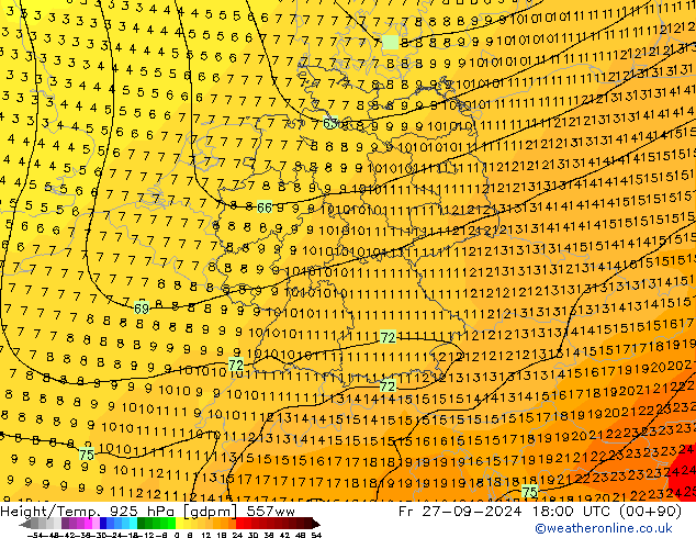 Height/Temp. 925 hPa 557ww Sex 27.09.2024 18 UTC