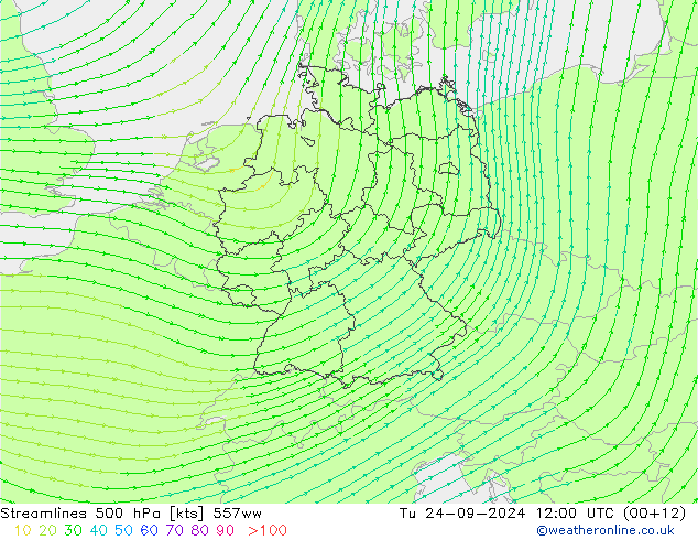 Stromlinien 500 hPa 557ww Di 24.09.2024 12 UTC