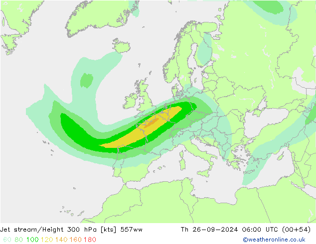 Jet stream/Height 300 hPa 557ww Th 26.09.2024 06 UTC