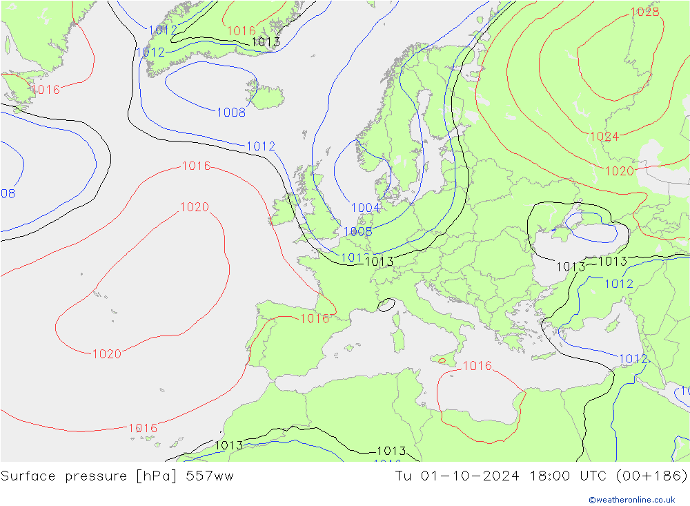 Yer basıncı 557ww Sa 01.10.2024 18 UTC