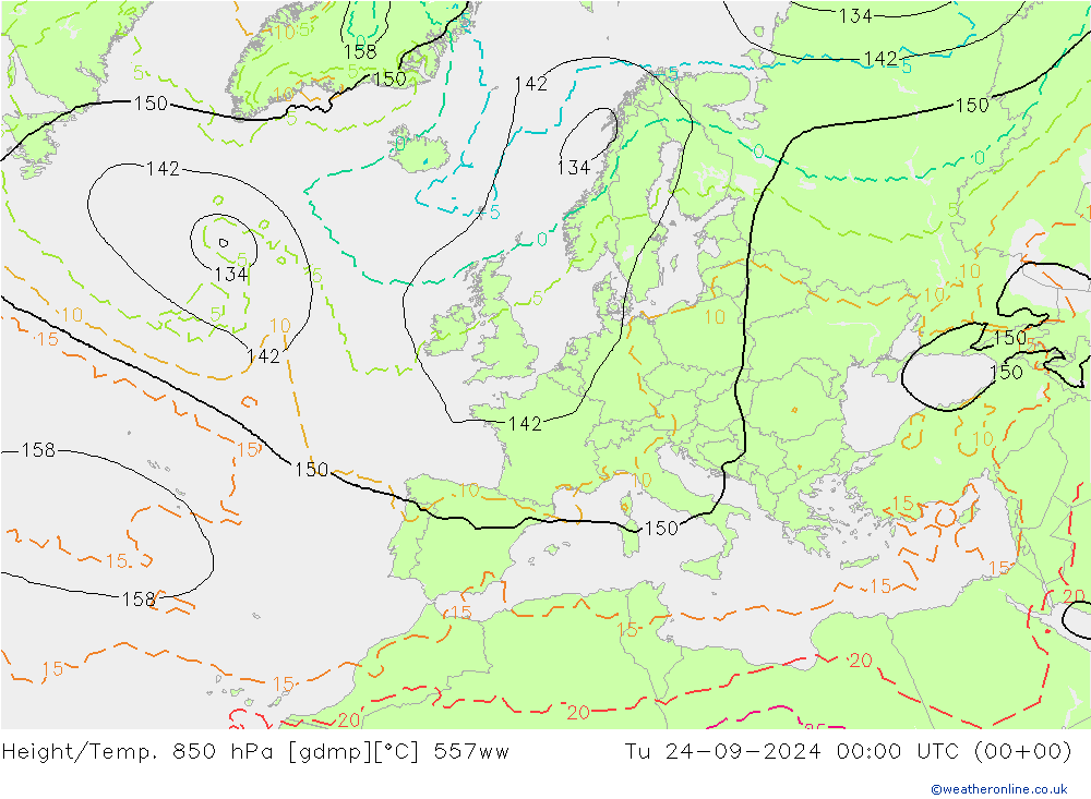 Height/Temp. 850 hPa 557ww mar 24.09.2024 00 UTC