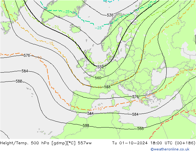 Géop./Temp. 500 hPa 557ww mar 01.10.2024 18 UTC