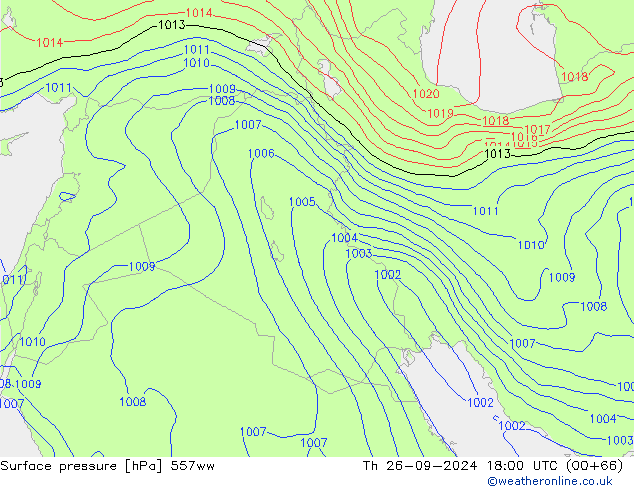 Surface pressure 557ww Th 26.09.2024 18 UTC